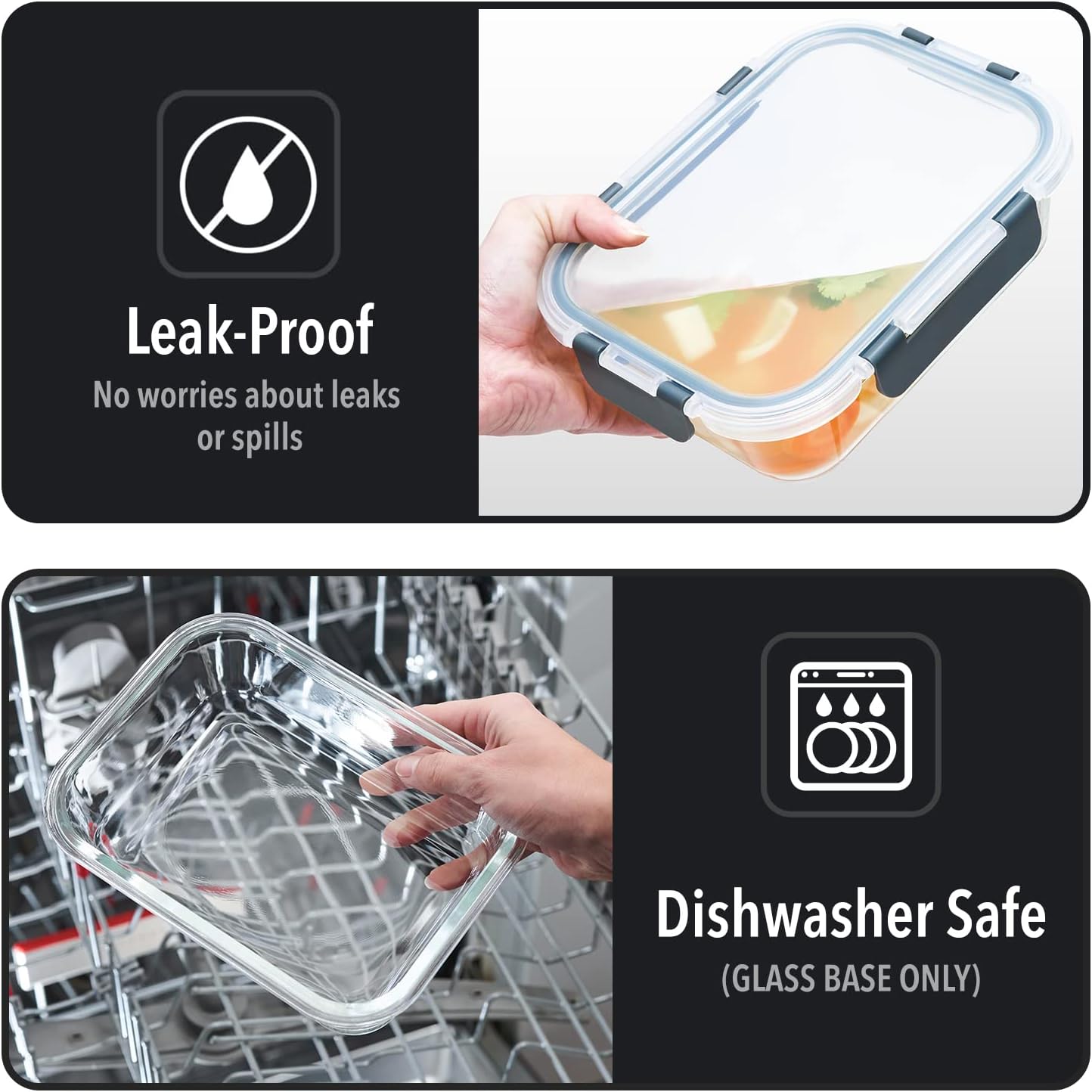 GOOD FOR YOU Glass Container Food Storage - [10 Pack] Meal Prep Containers with Lids - Leak Proof food storage containers (10 Lids & 10 Lunch Containers) BPA Free glass food storage containers