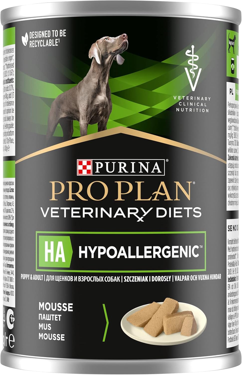 PRO PLAN VETERINARY DIETS HA Hypoallergenic Mousse Wet Dog Food 400g (Pack of 12)