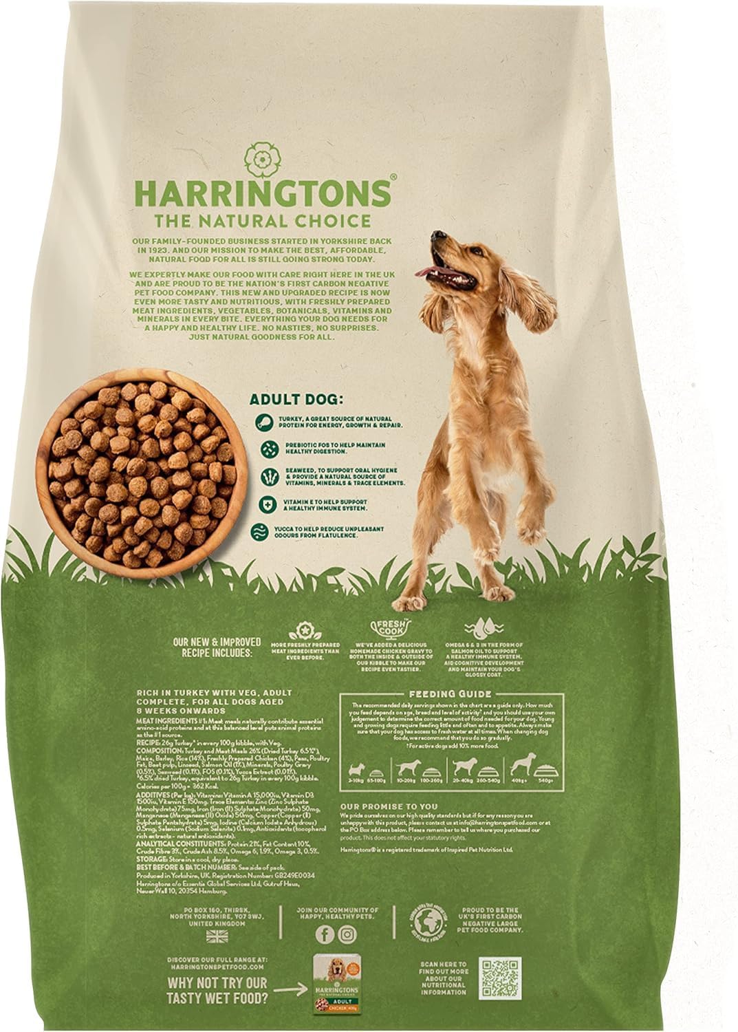 Harringtons Complete Dry Adult Dog Food Turkey & Veg 18 kg - Made with All Natural Ingredients
