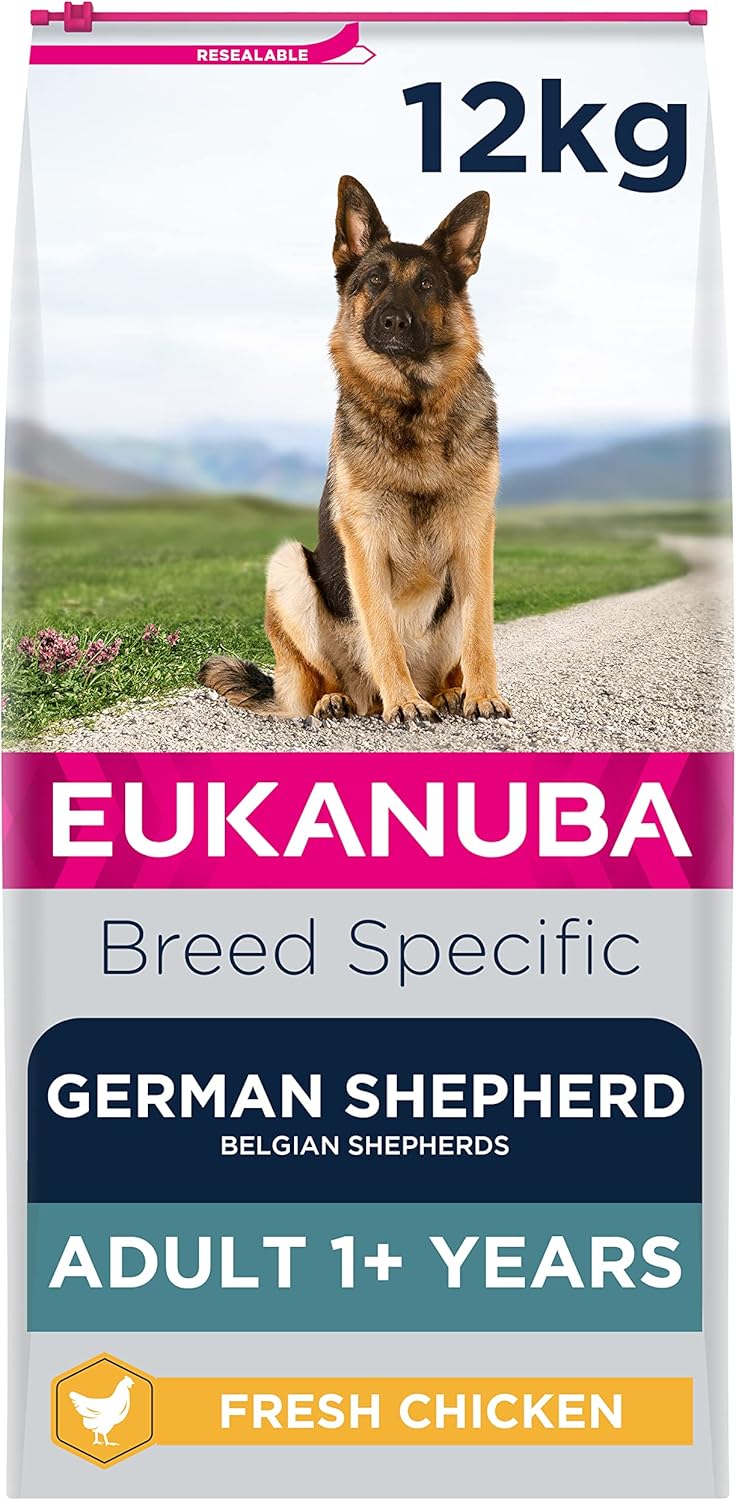Eukanuba Complete Dry Dog Food for Adult German Shepherd Breed Types with Fresh Chicken 12 kg