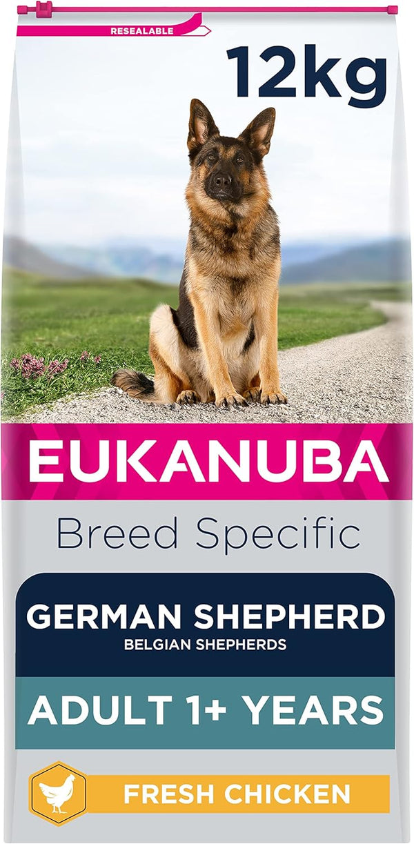 Eukanuba Complete Dry Dog Food for Adult German Shepherd Breed Types with Fresh Chicken 12 kg