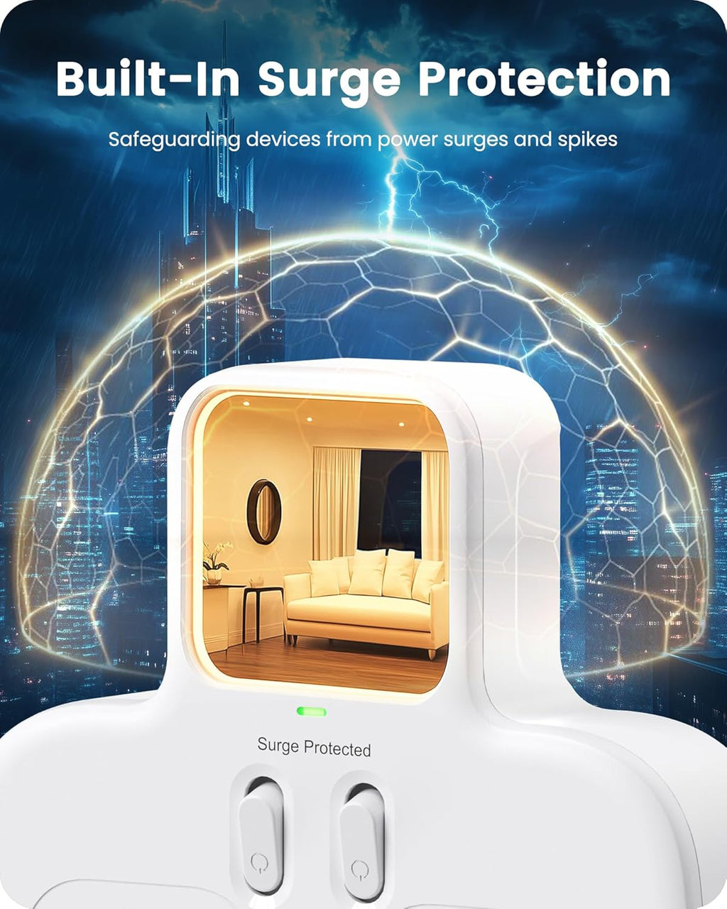 LENCENT Double Plug Adaptor with 1 USB C and 2 USB Ports, Surge Protected Multi Plug Extension Socket, 2 Way Wall Plug Extender for Household Appliances, iPhone, Smartphones, Tablets, 13A 3250W