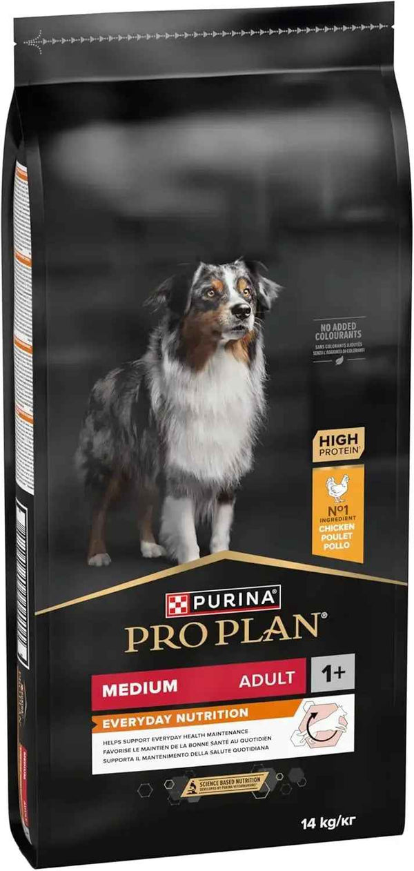 Purina Pro Plan dog food Medium Adult Everyday Nutrition Chicken Dry Dog Food 14kg - Skin & Coat Health Support